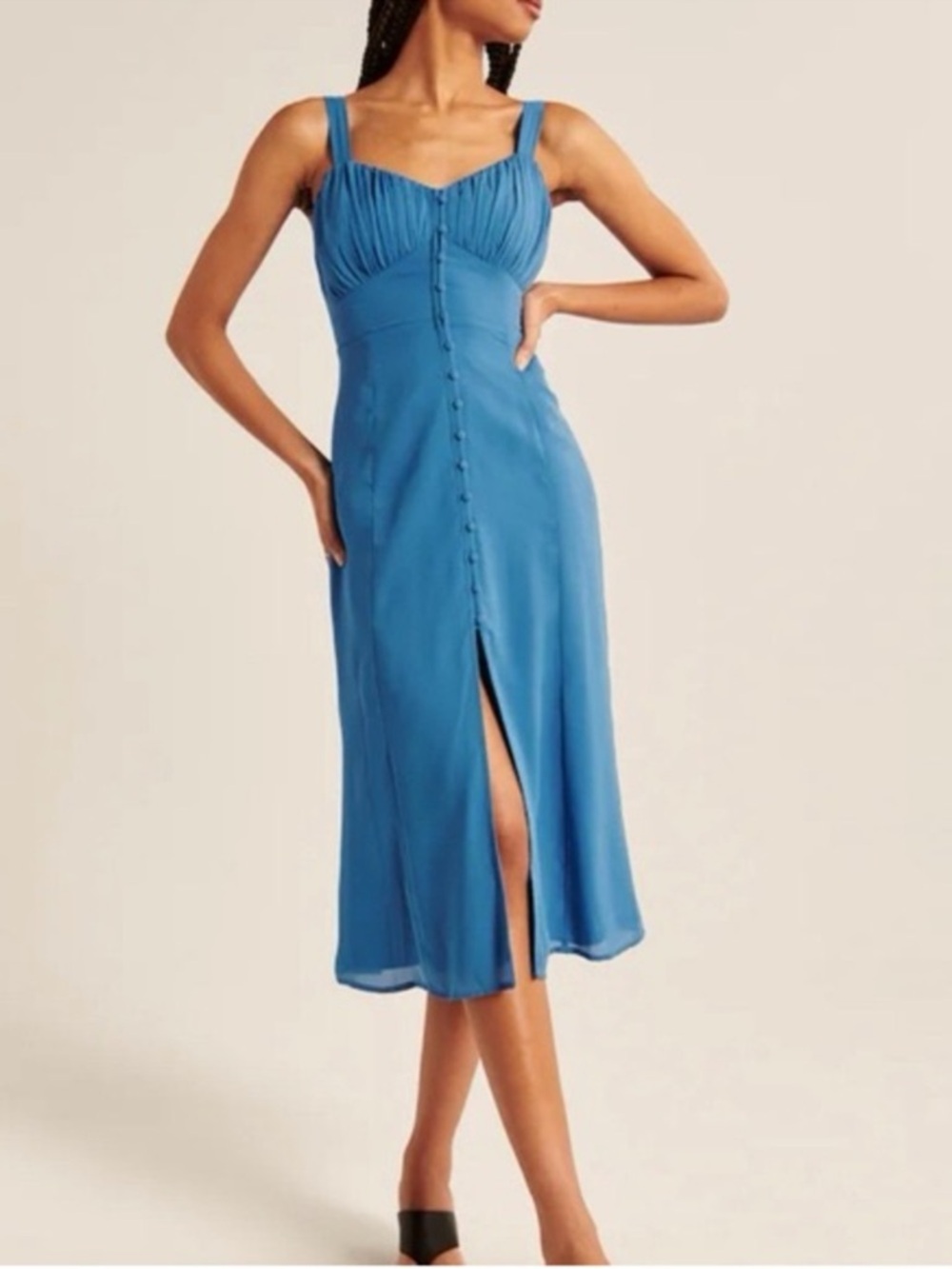 Abercrombie & Fitch blue Midi Button Front Dress